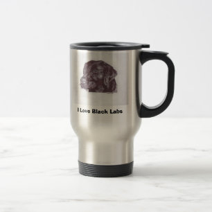 J'aime la tasse de café noire de voyage de