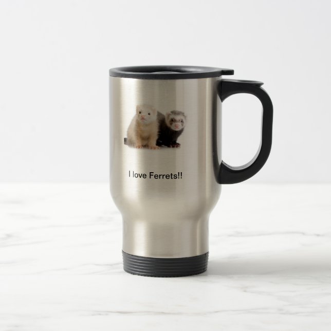 J'aime la tasse de voyage de furets (Droit)