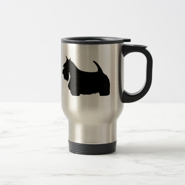 J'aime la tasse écossaise de voyage de terriers (Droit)