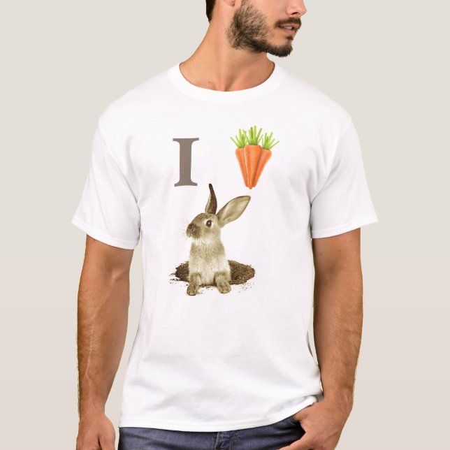 j'aime lapins lapins carotte coeur tshirt (Devant)