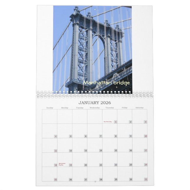 J'aime le calendrier de New York (Jan 2026)
