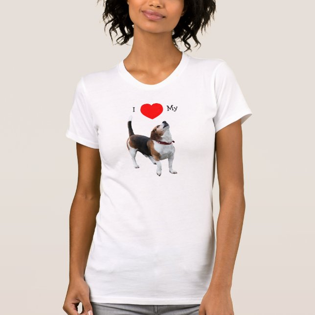 J'aime le coeur mon T-shirt de chien de beagle (Devant)