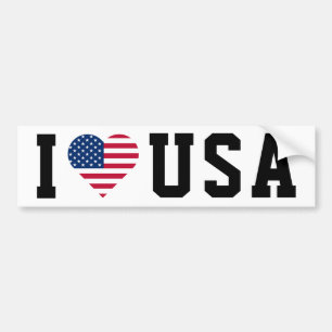 J'aime le drapeau des USA Sticker en forme de coeu
