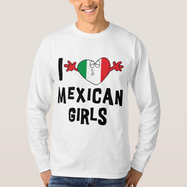 J'aime le long T-shirt de douille de filles (Devant)
