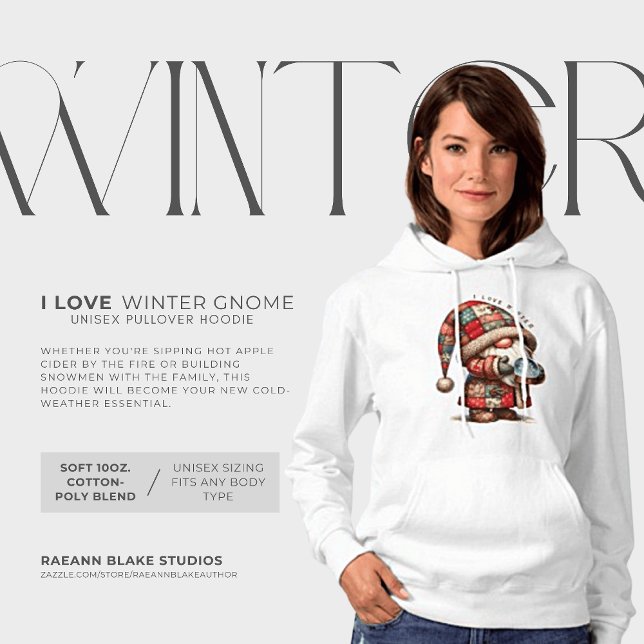 J'aime le pull à capuche unisexe Gnome d'hiver (Créateur téléchargé)