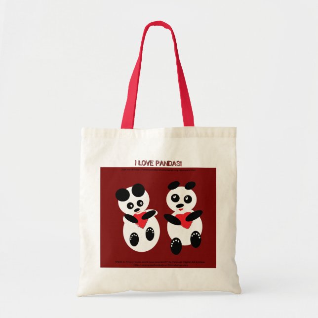 J'aime le sac fourre-tout à pandas (Devant)