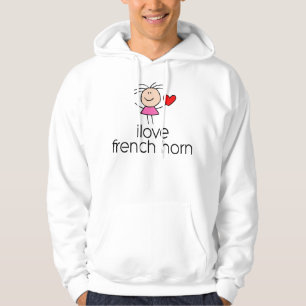J'aime le sweat - shirt à capuche de cor de