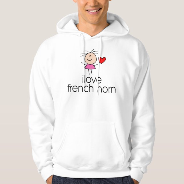 J'aime le sweat - shirt à capuche de cor de (Devant)