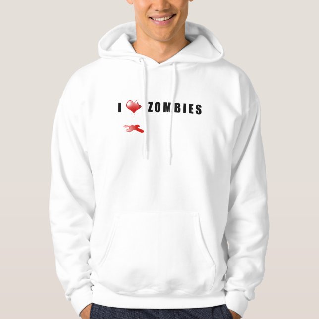 J'aime le sweat - shirt à capuche de zombis (Devant)