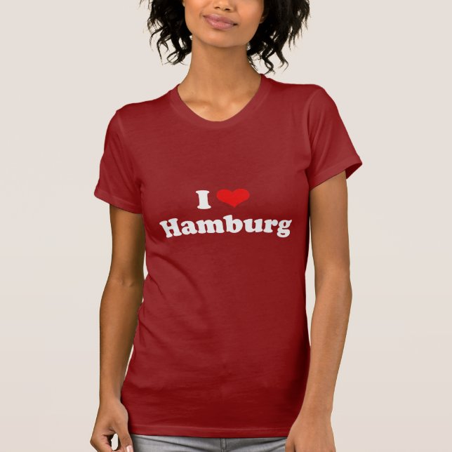 J'aime le T-shirt de blanc de T-shirt de Hambourg (Devant)