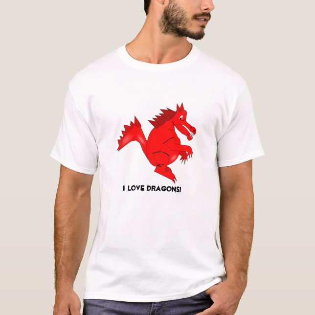 J'aime le T-shirt de dragons (Devant)