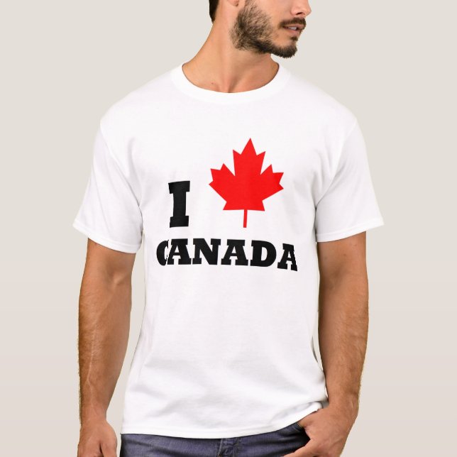 J'aime le T-shirt de feuille d'érable rouge du (Devant)