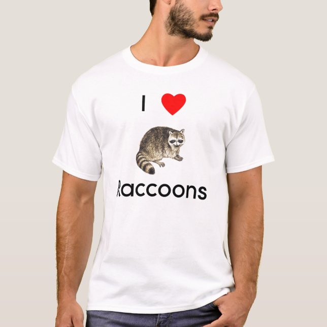 J'aime le T-shirt de ratons laveurs (Devant)
