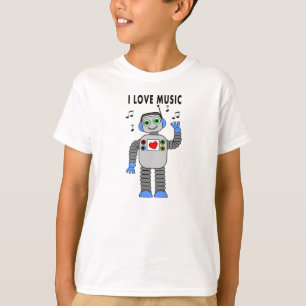 J'aime le T-shirt de robot de musique