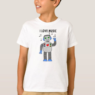 J'aime le T-shirt de robot de musique