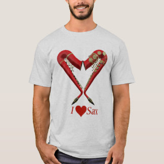 J'aime le T-shirt de saxo, rouge sur la cendre