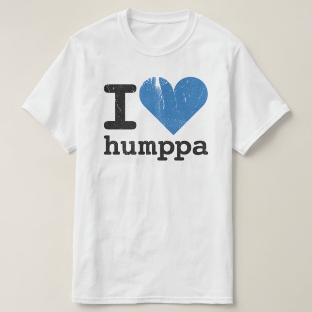 J'aime le T-shirt de valeur bleue de Humppa (Design devant)