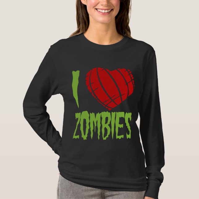J'aime le T-shirt de zombis (Devant)