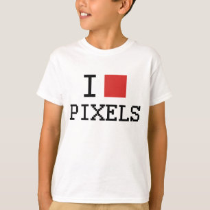 J'aime le T-shirt d'enfants de pixels de coeur des