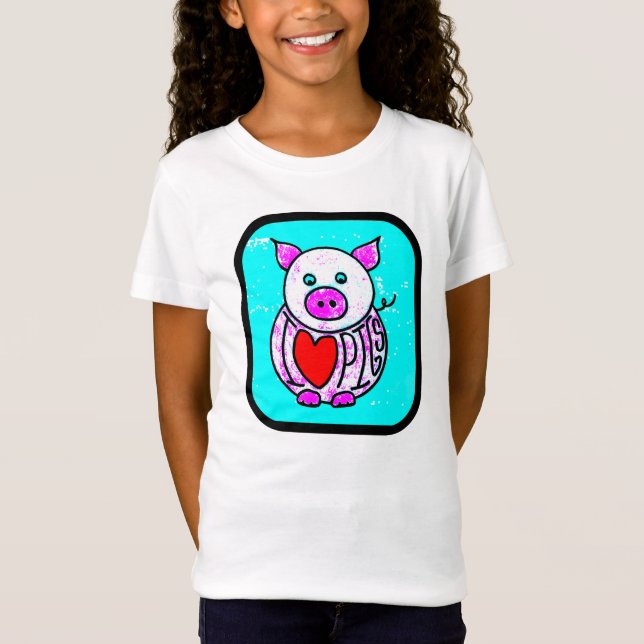J'aime le T-shirt d'enfants de porcs (Devant)