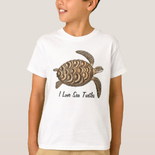 J'aime le T-shirt d'enfants de tortues de mer