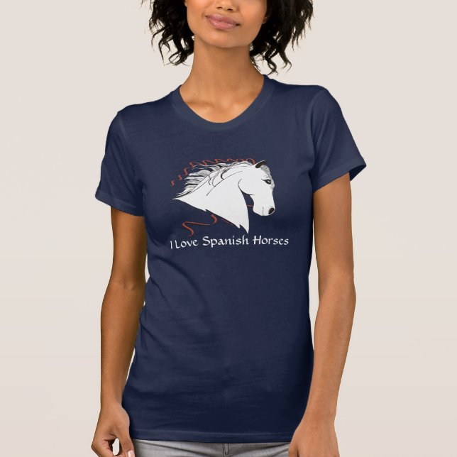 J'aime le T-shirt espagnol d'obscurité de dames de (Devant)