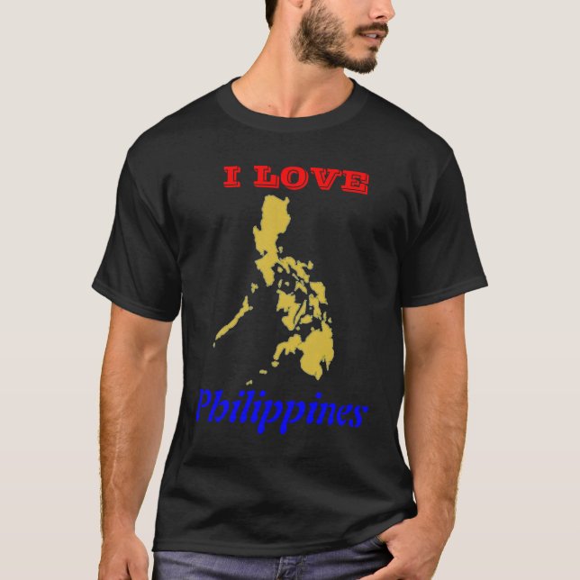 J'aime le T-shirt foncé de base de Philippines (Devant)