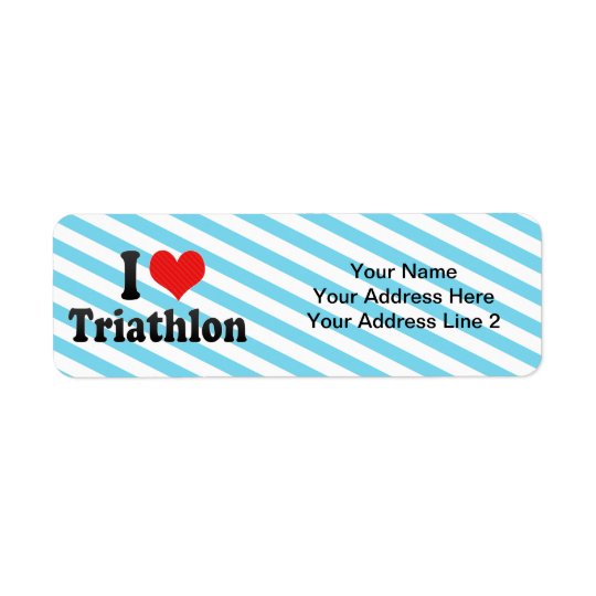 J'aime le triathlon étiquette d'adresse retour