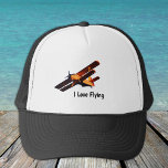 J'aime le vol et l'avion Vintage / casquette de ba<br><div class="desc">Casquettes de baseball/camion : I Love Flying & Vintage avion à deux ailes - design de mode rétro - customiser facilement texte</div>
