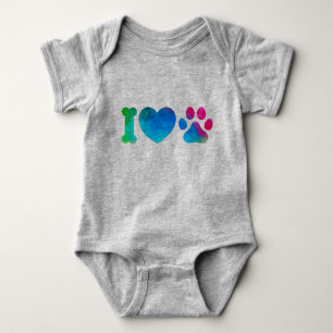J'aime les animaux Mignon bébé body Imprimé patte 