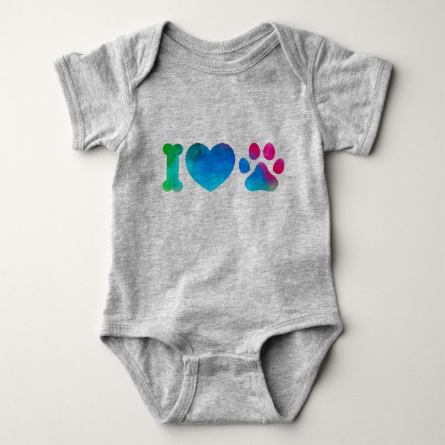 J'aime les animaux Mignon bébé body Imprimé patte  (Devant)