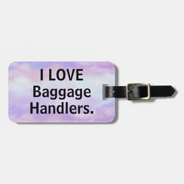 J'aime les bagagistes étiquette bagage violet (Devant horizontal)