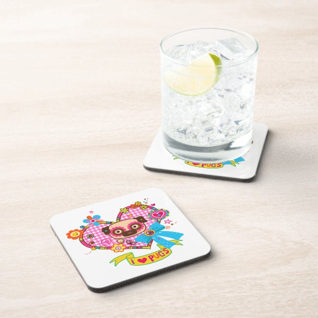 J'Aime Les Carlins ! Dessous de verre à dos de liè (Côté Droit)