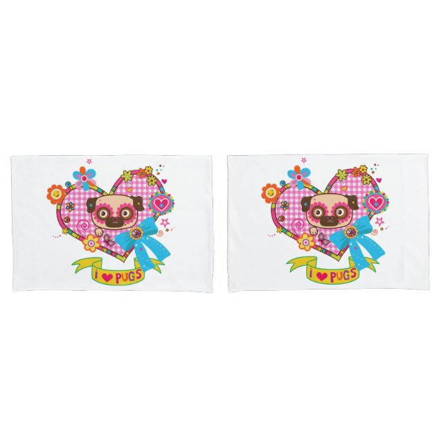 J'Aime Les Carlins ! Housses d'oreillers (devant-Set)