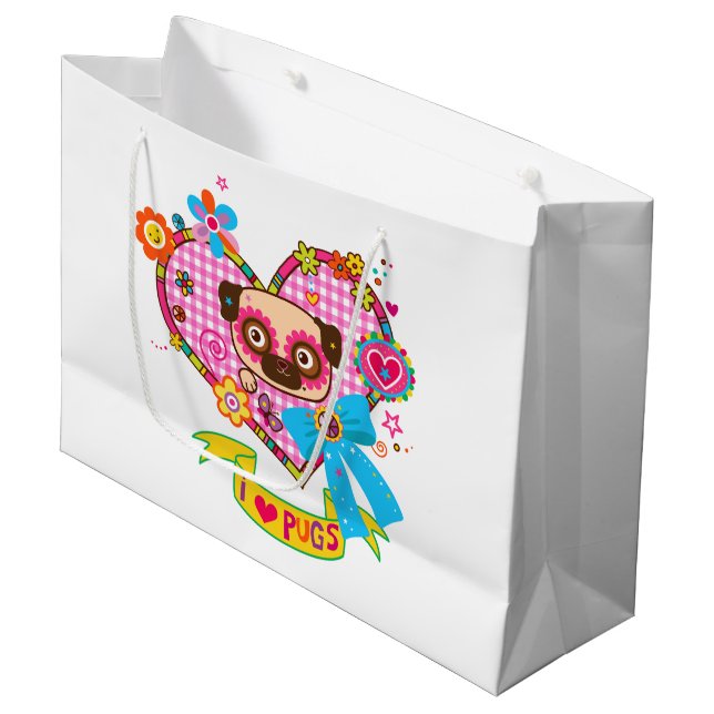J'Aime Les Carlins ! Sacs Cadeaux (Devant Angle)