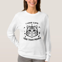 J'Aime Les Chats Plus Que Les Gens T-Shirt À Longs