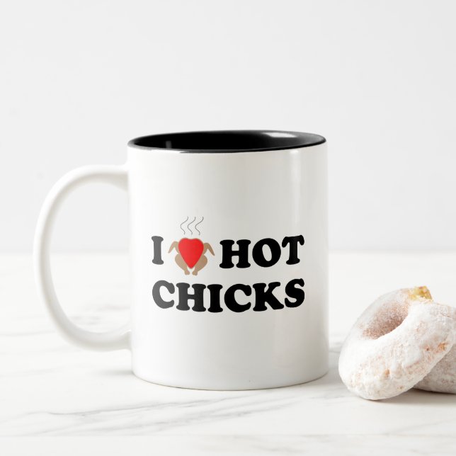 J'Aime Les Chauds | Mug café humoristique de burea (Avec donut)