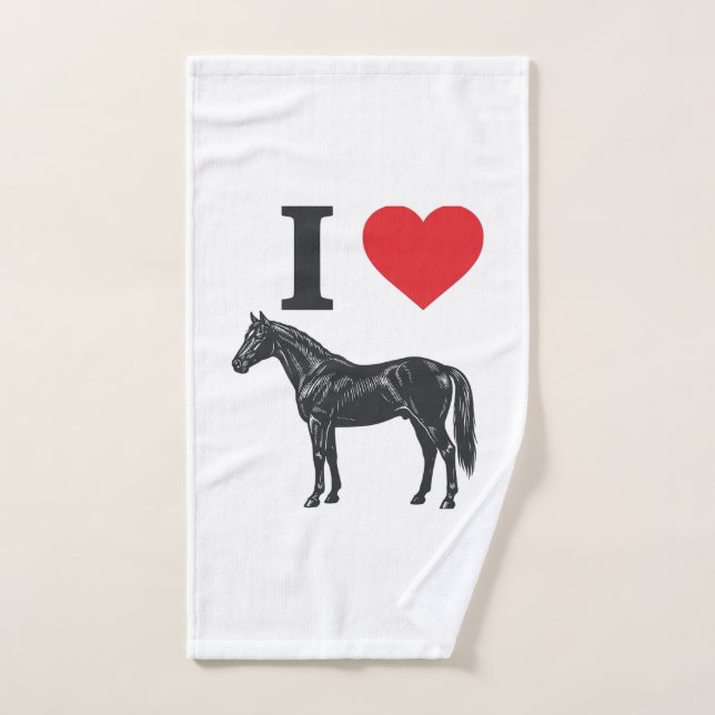 J'aime les chevaux dessin de chemise de gravure vi (Serviette à main)