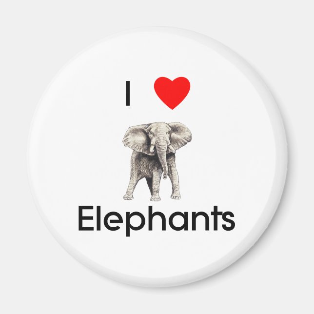J'aime les éléphants Magnet (Devant)