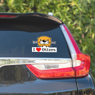 J'Aime Les Loutres. Sticker à tête de Otter