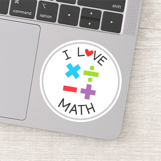 J'aime les maths autocollant découpé en forme (Détail)