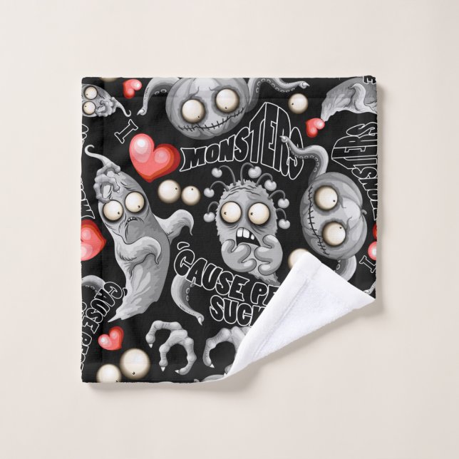 J'aime les monstres parce que les gens aiment les  (Gant de toilette)