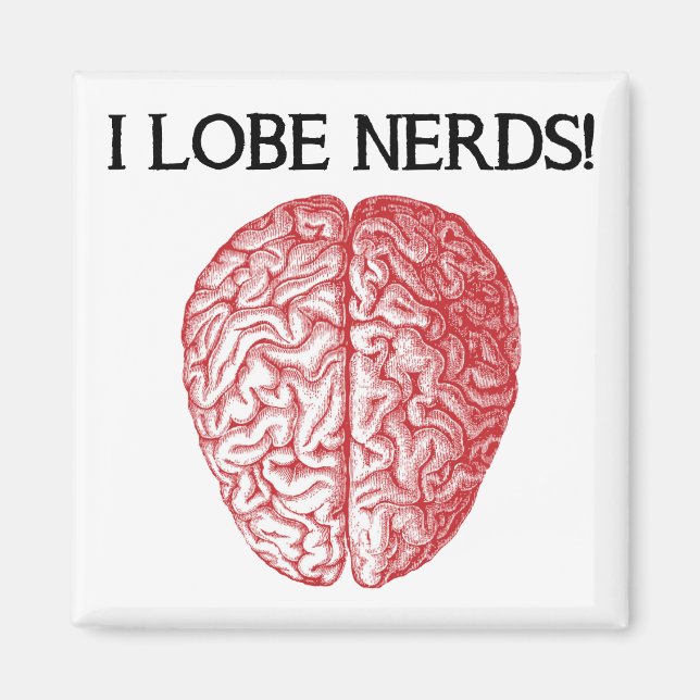 J'aime les nerds Amour Magnet Frigo Drôle (Devant)