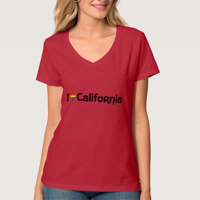 J'aime les T-shirts d'état LGBT California (Devant)