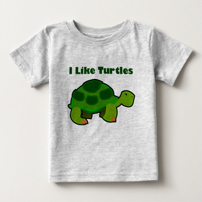 J'aime les tortues - Baby Fine Jersey T-shirt (Devant)