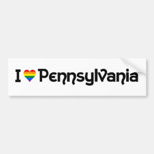 J'aime LGBT Pennsylvania State Bumper Sticker