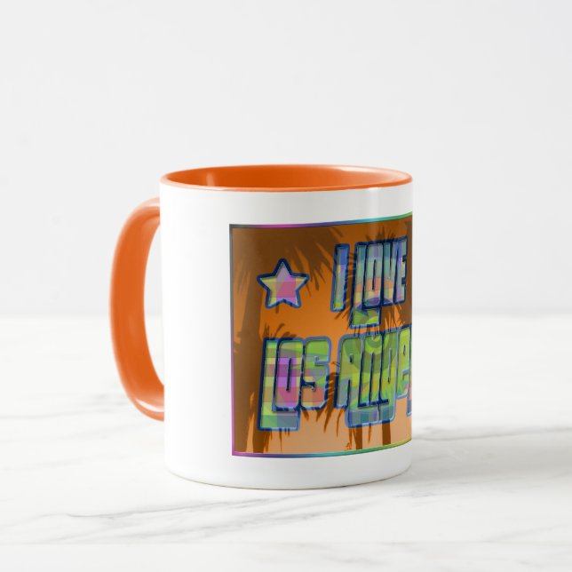 J'AIME Los Angeles Belle Mug Coucher de soleil ora (Devant gauche)
