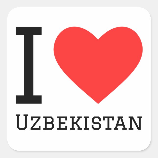 J'aime l'Ouzbékistan autocollant carré (Devant)
