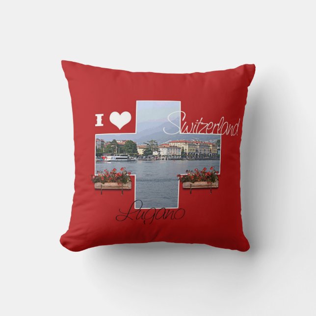 J'aime Lugano, Suisse - Coussin (Recto)
