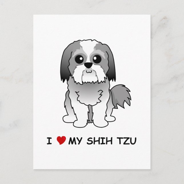 J'aime ma carte postale Shih Tzu (Devant)